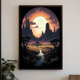 Moonlit Desert Landscape Poster