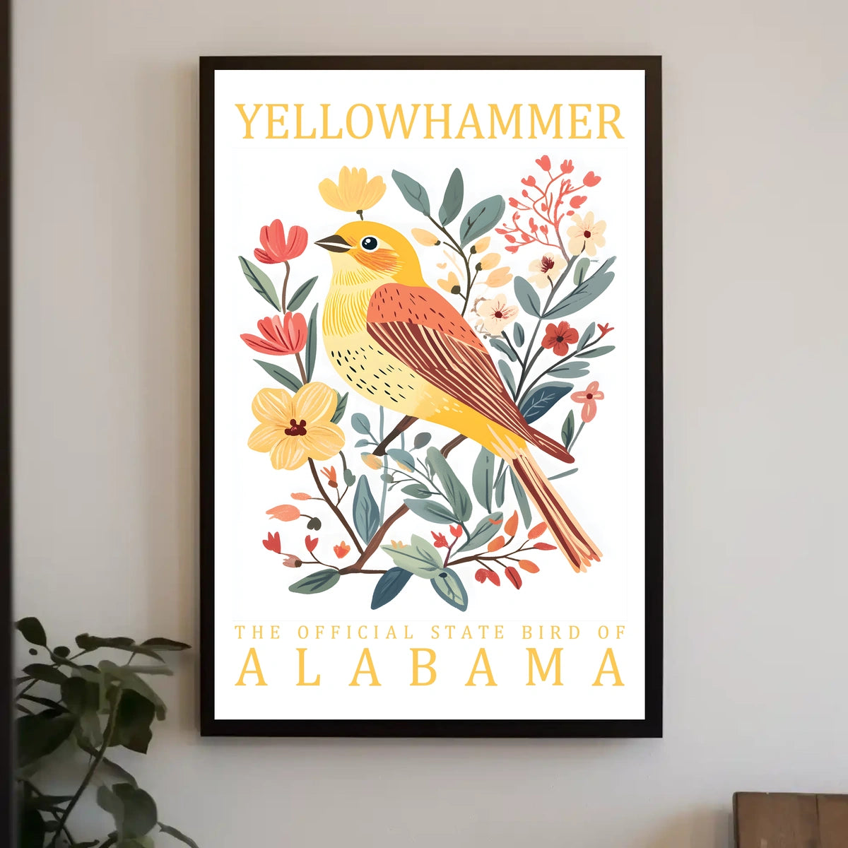 Yellowhammer Bird Alabama Nature Art Poster Print