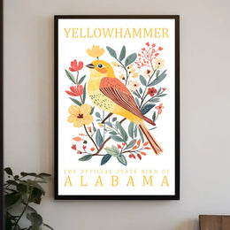 Yellowhammer Bird Alabama Nature Art Poster Print
