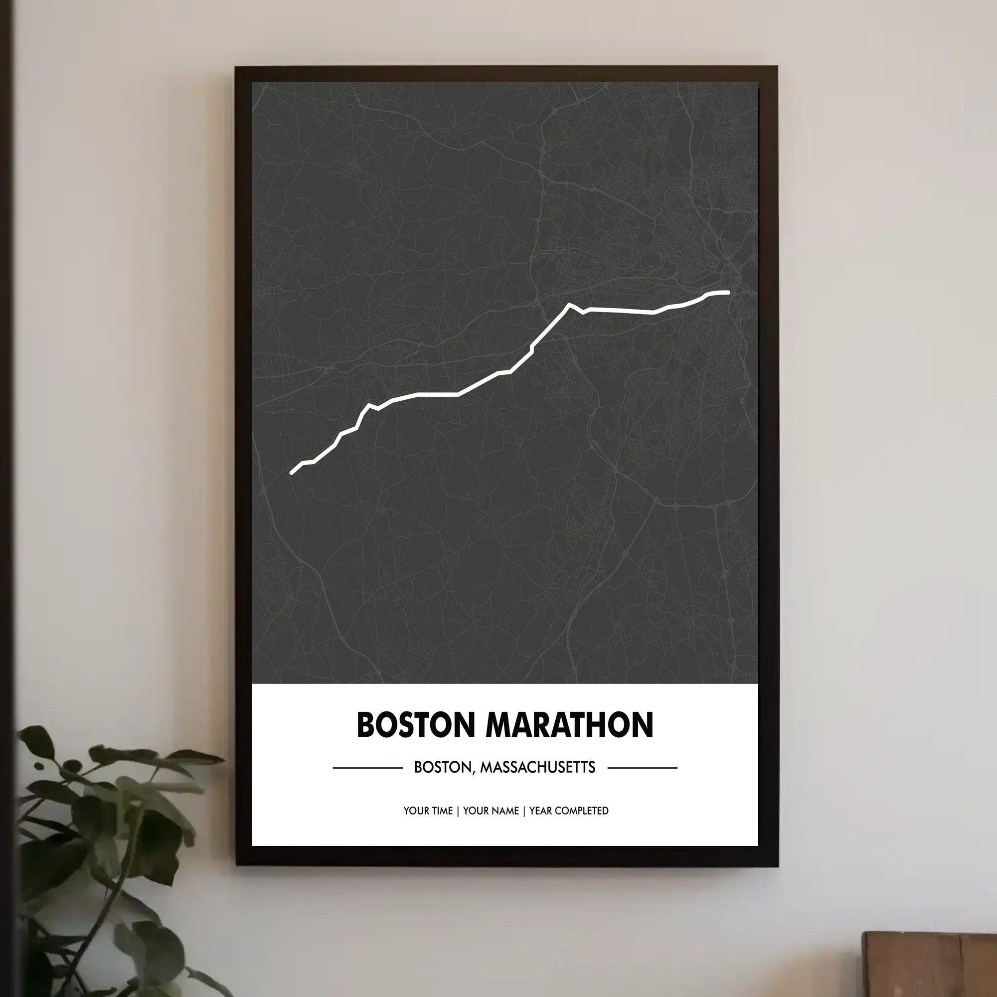 Boston Marathon Route Modern Minimalist Sports Poster