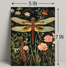 Dragonfly Botanical Art Print - Fantasy or Mythology Poster