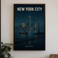 New York City Rainy Sky Poster