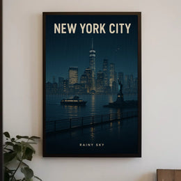 New York City Rainy Sky Poster
