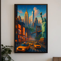 New York City Twilight Scene Poster For Bold Urban Decor
