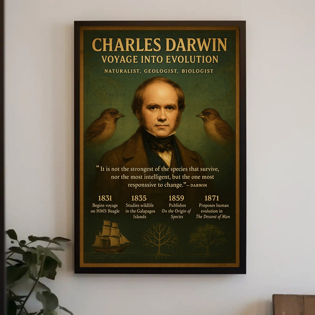 Charles Darwin Voyage Into Evolution Poster
