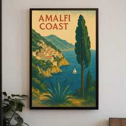 Amalfi Coast Poster Wall Art 18x24 Coastal Seascape Decor