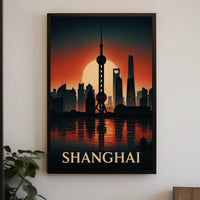 Shanghai Skyline at Sunset Poster