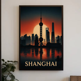 Shanghai Skyline at Sunset Poster