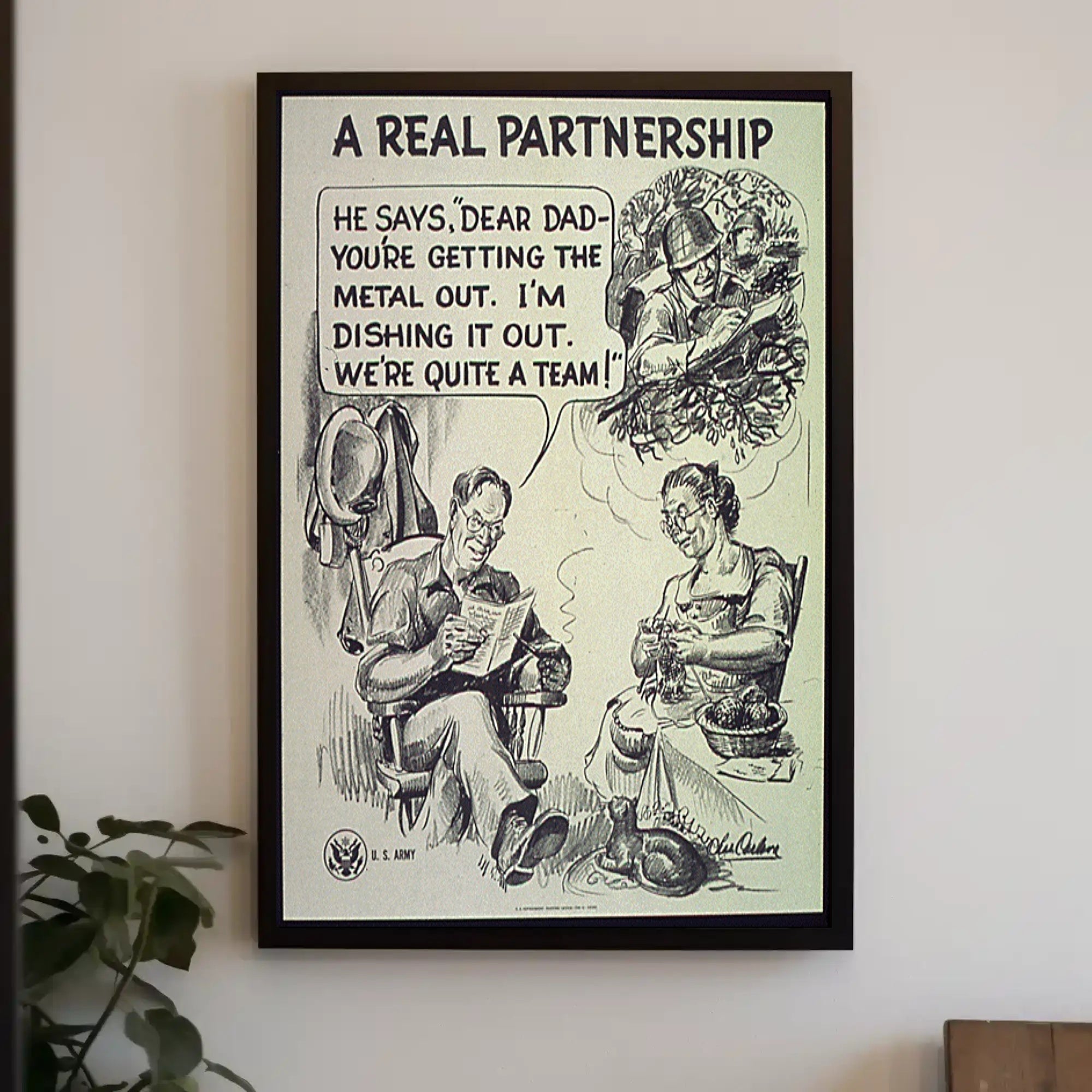 Vintage Soldier and Family WWII Propaganda Poster