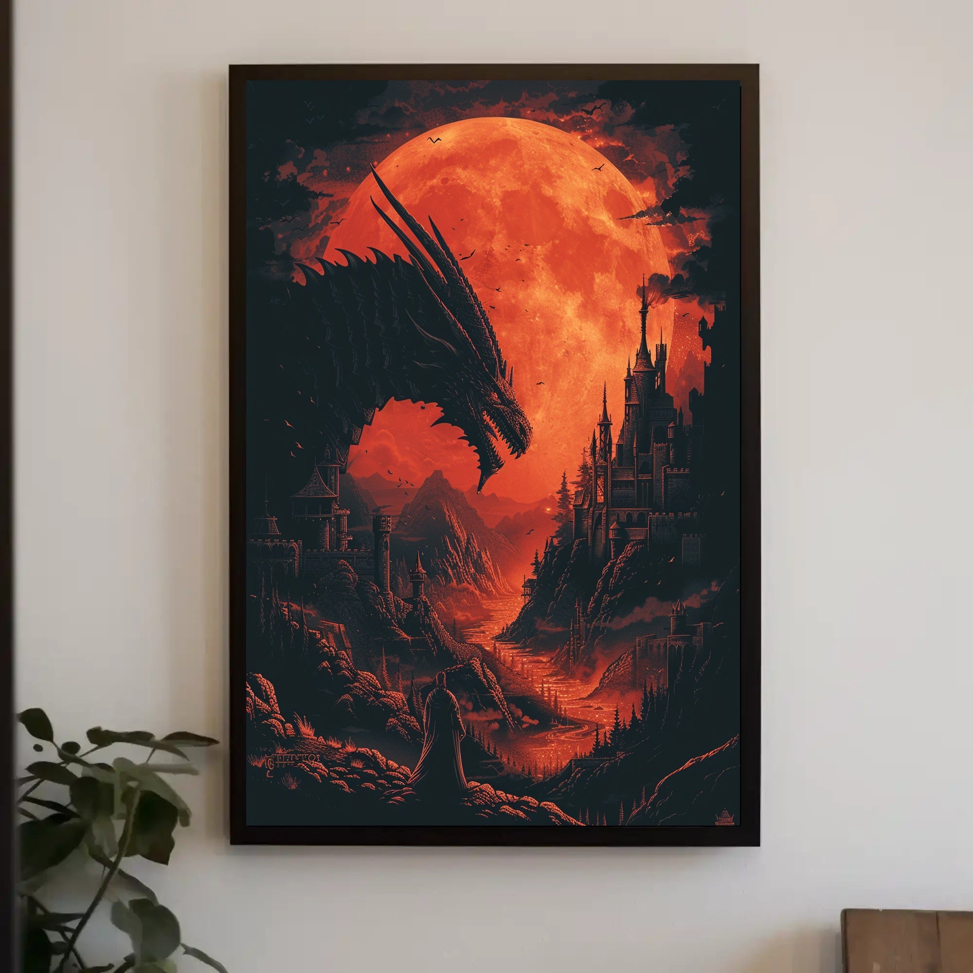 Epic Dragon Battle: Medieval Fantasy Art Poster PosterGoat