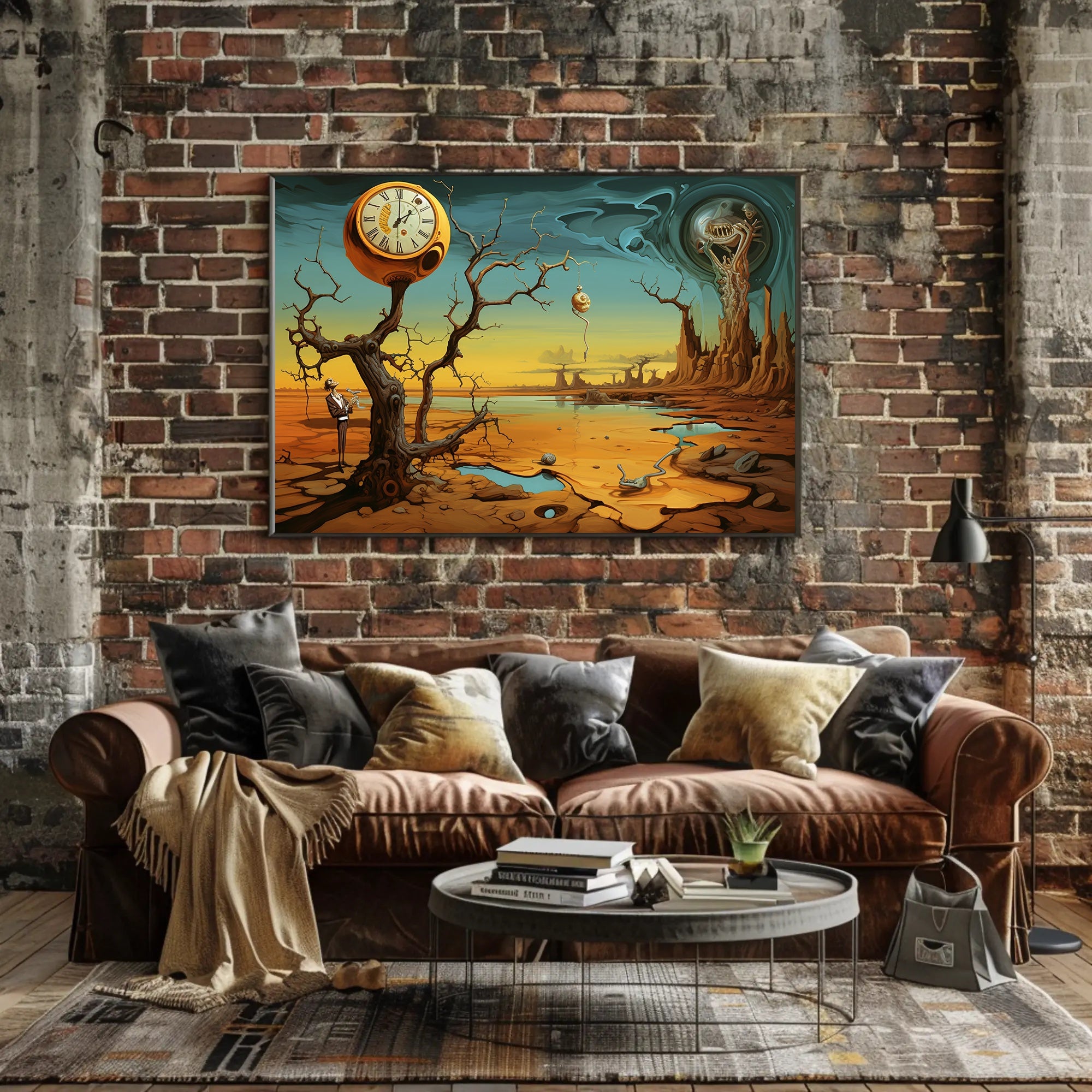 Surreal Time Distortion Scene Artistic Poster