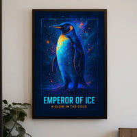 Emperor Penguin Poster Neon Glow Wall Art Print