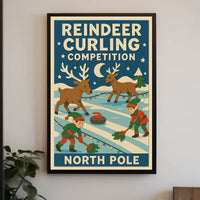 Reindeer Curling Competition Poster