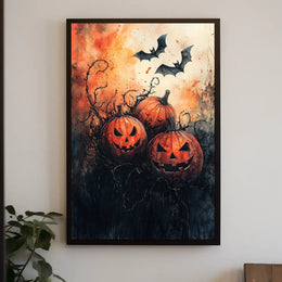Halloween Pumpkins Spooky Vibes Artistic Poster