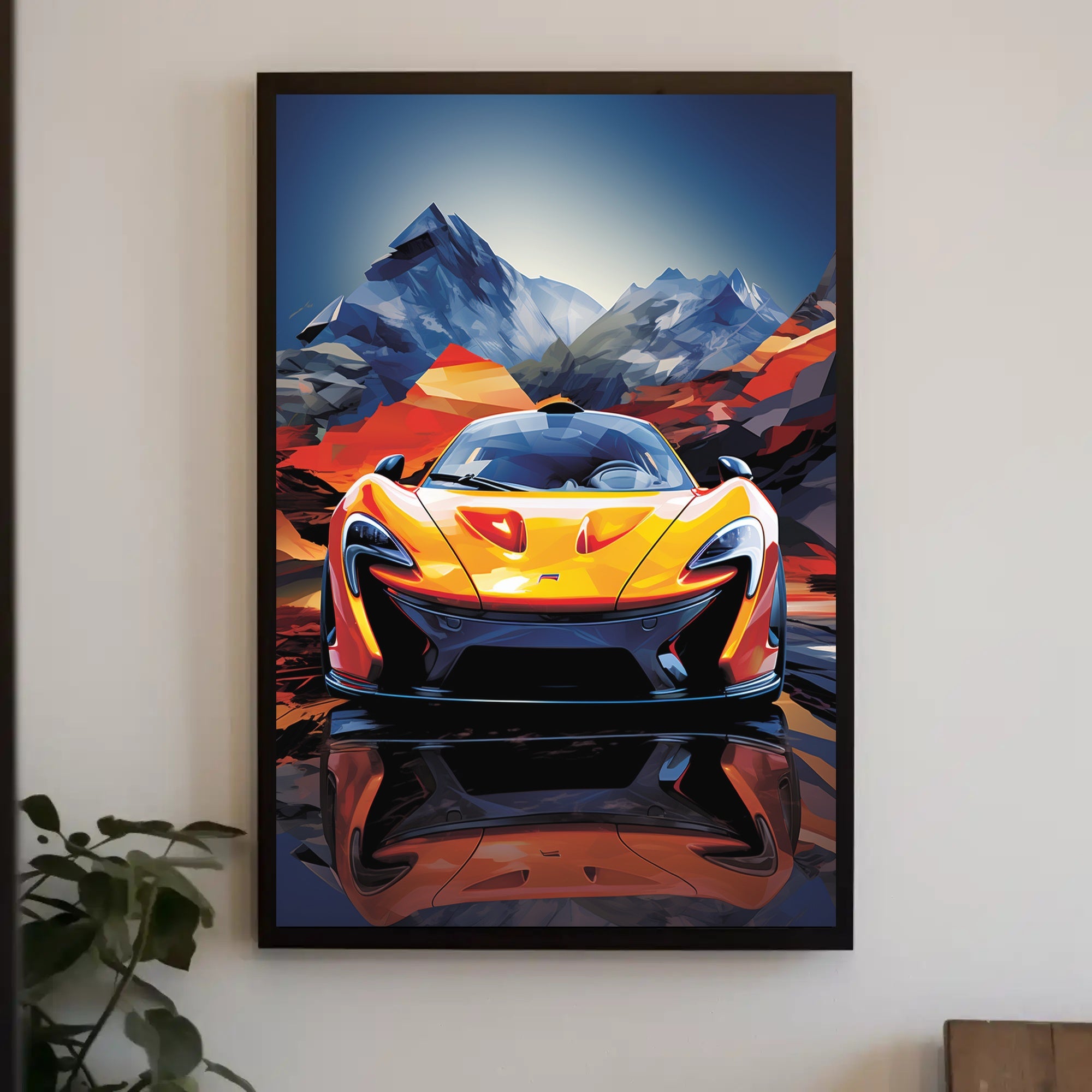 Sleek Orange Sports Car Adventure Abstract, Artistic, or Pop Culture Poster