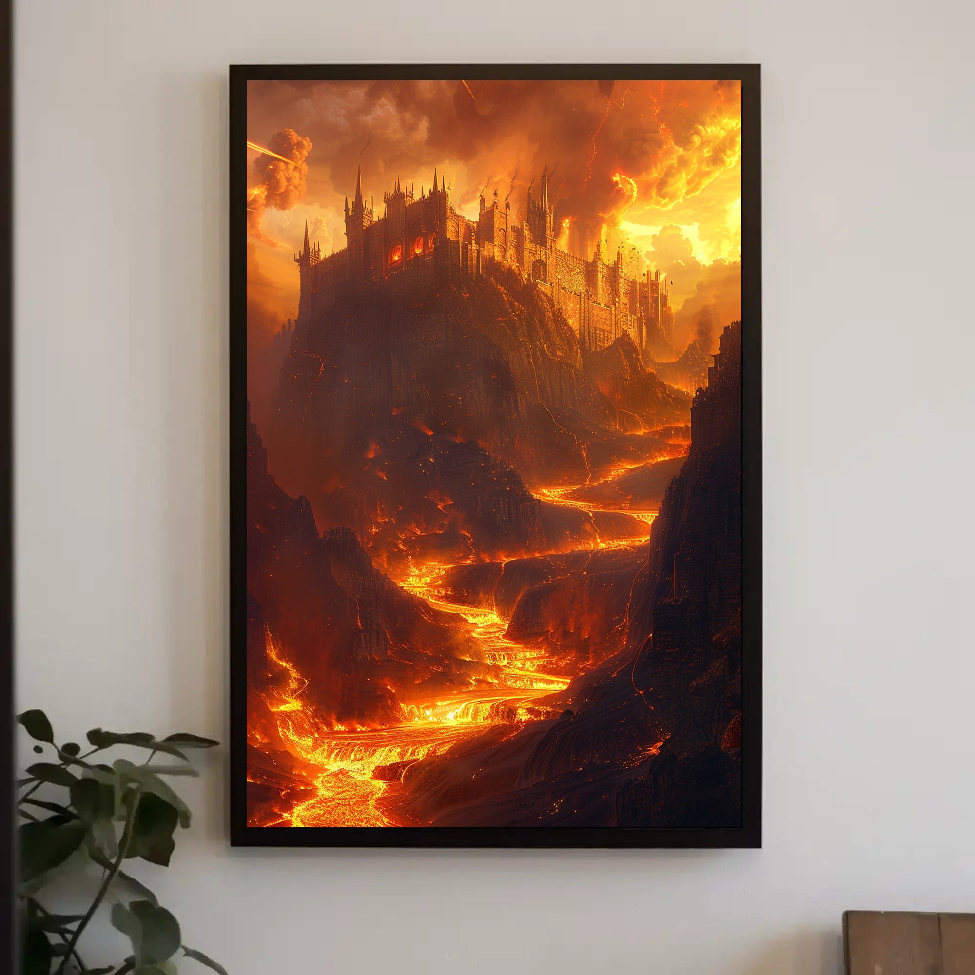 Vivid Volcano Fortress Epic Fantasy or Mythology Poster PosterGoat
