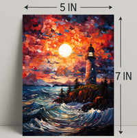 Lighthouse At Sunset Poster