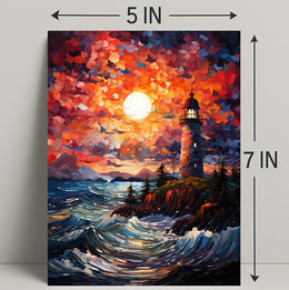 Lighthouse At Sunset Poster