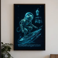 Cosmic Panther Surfer Poster Futuristic Neon Wall Art