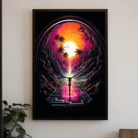 Journey Through a Neon Sunset Poster
