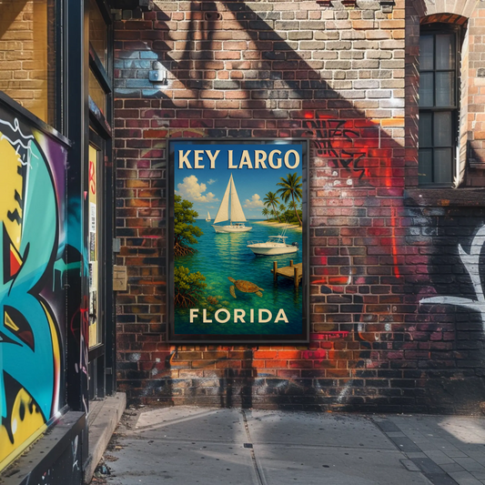 Key Largo Florida Tropical Boats Beach Poster