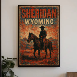 Sheridan Wyoming Cowboy Ride Vintage Travel Poster