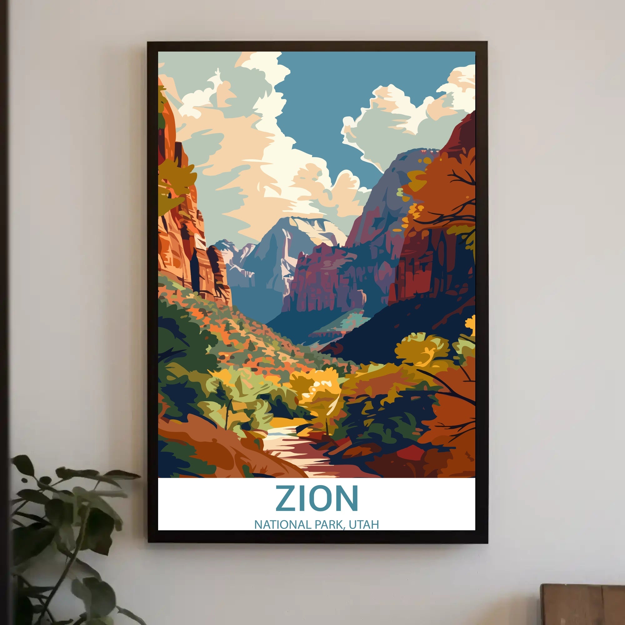 Zion National Park Vintage Adventure Travel Poster
