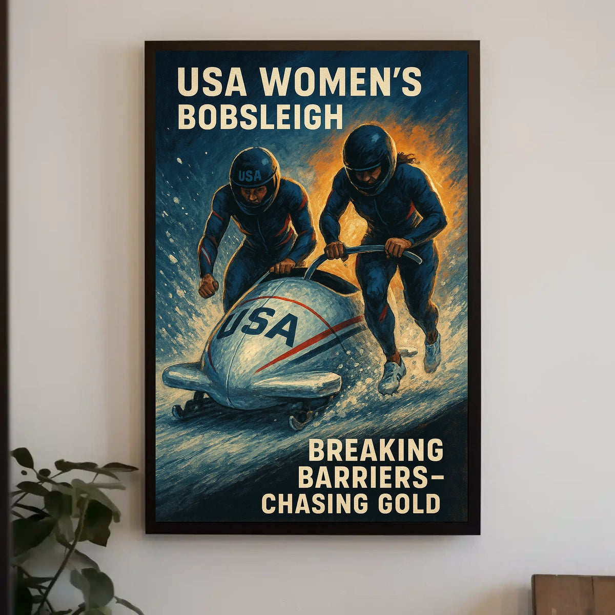 USA Womens Bobsleigh Breaking Barriers Poster
