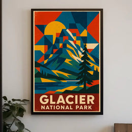 Glacier National Park Commemorative Art Poster