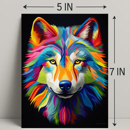 Vibrant Wolf Portrait Poster PosterGoat