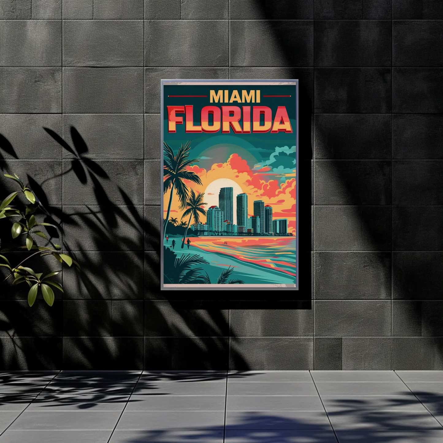 Miami Florida Sunset Vintage Poster