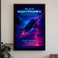 F-117 Nighthawk Jet Cosmic Neon Poster