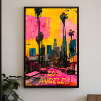 Vibrant Los Angeles Skyline Pop Art Urban Cityscape Poster
