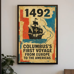 1492 Voyage Discovery Historical Vintage Art Poster