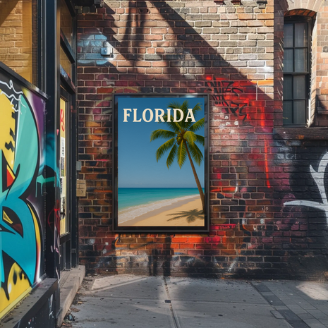 Florida Tropical Beach Scene Vintage Travel Poster