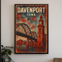 Davenport Iowa Nostalgic Travel Vintage Poster