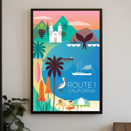 California Coastal Adventure Art – Travel Poster PosterGoat