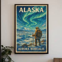 Alaska Adventure Northern Lights Travel Poster