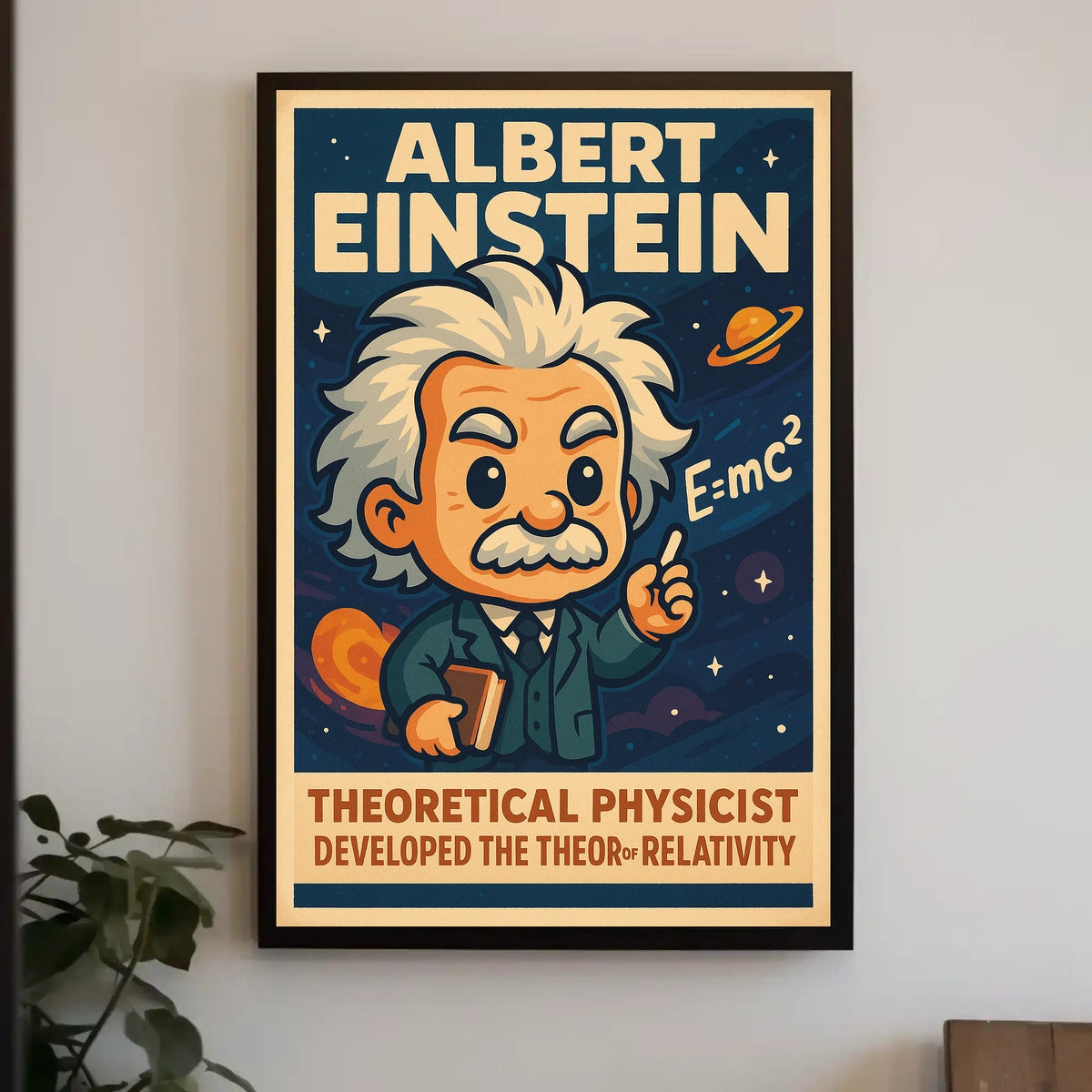 Einstein Portrait Vintage Science Inspiring Poster