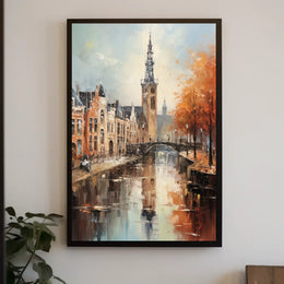 Impressionistic European Canal Scene with Historic Architecture - Urban or Cityscape Poster