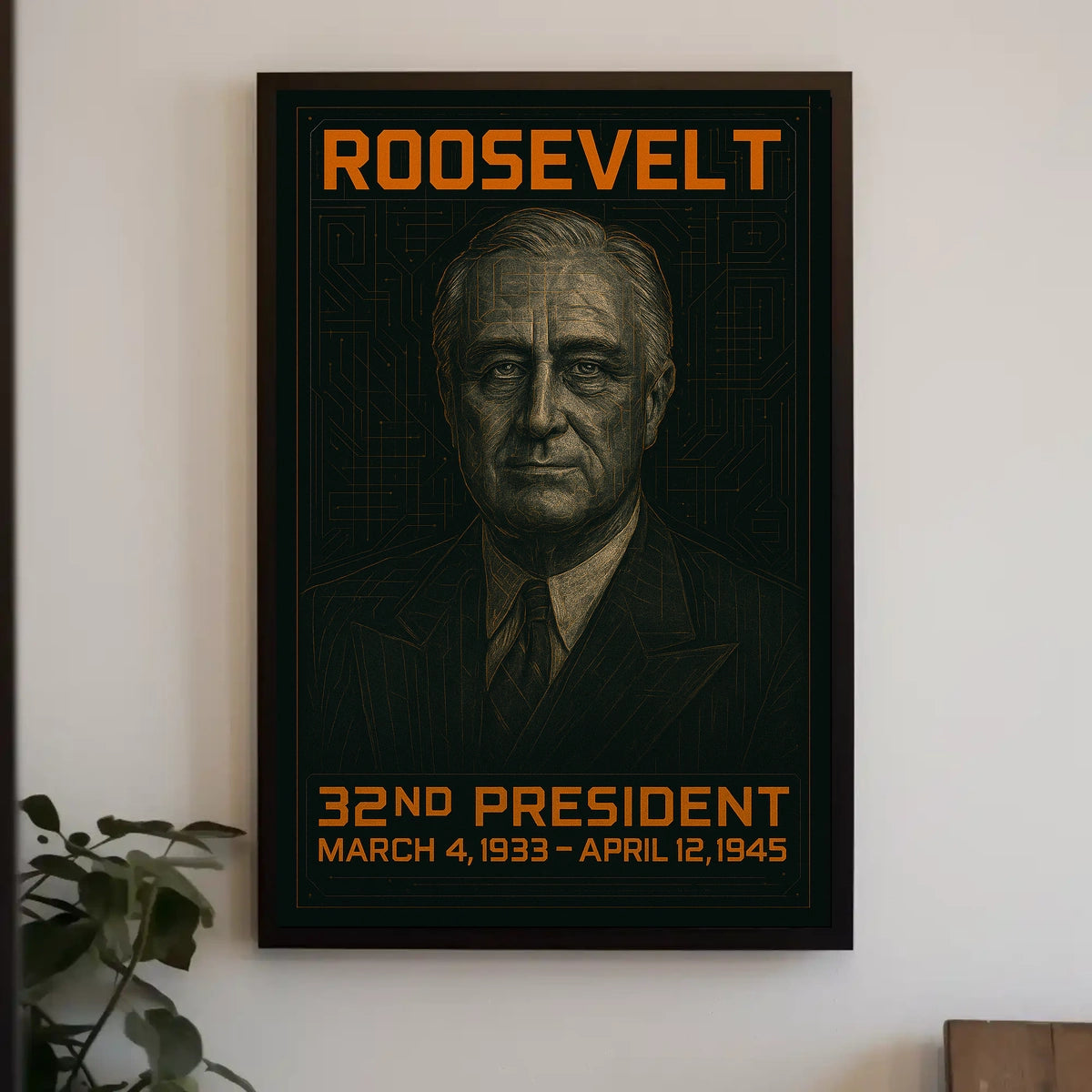 Franklin D. Roosevelt 32nd President of the United States Techno Schematic Poster