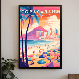 Copacabana Beach Rio de Janeiro Travel Poster