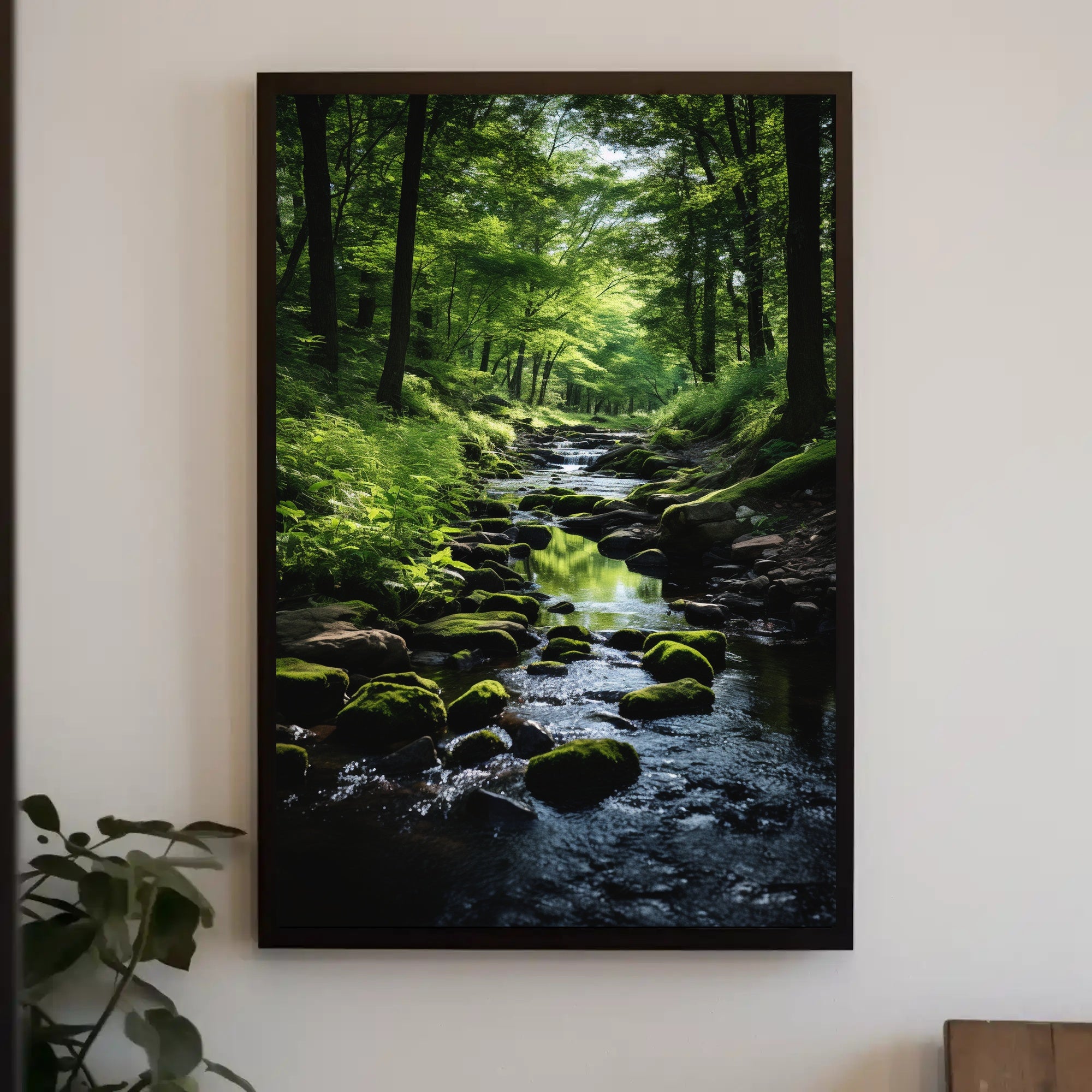 Tranquil Forest Stream Artistic Nature Poster