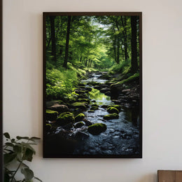 Tranquil Forest Stream Artistic Nature Poster