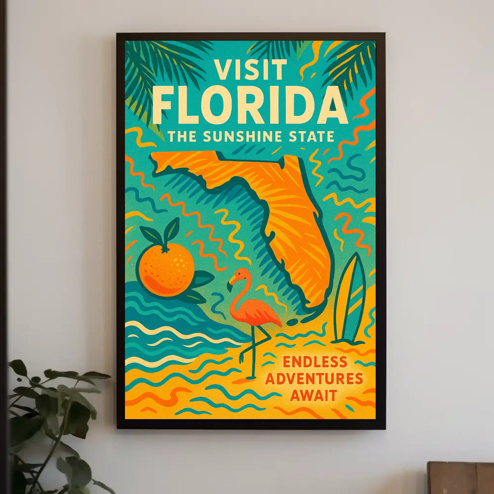 Florida Travel Poster Vintage Sunshine State Print