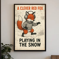 Fox Playing In Snow Poster