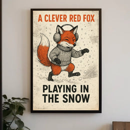 Fox Playing In Snow Poster