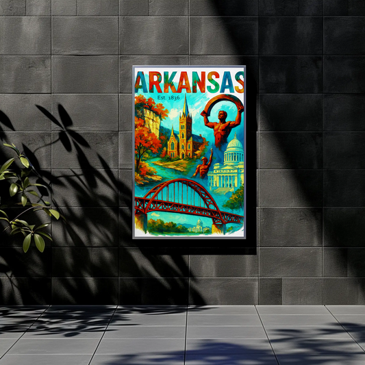 Arkansas Wall Art Vintage Travel Poster