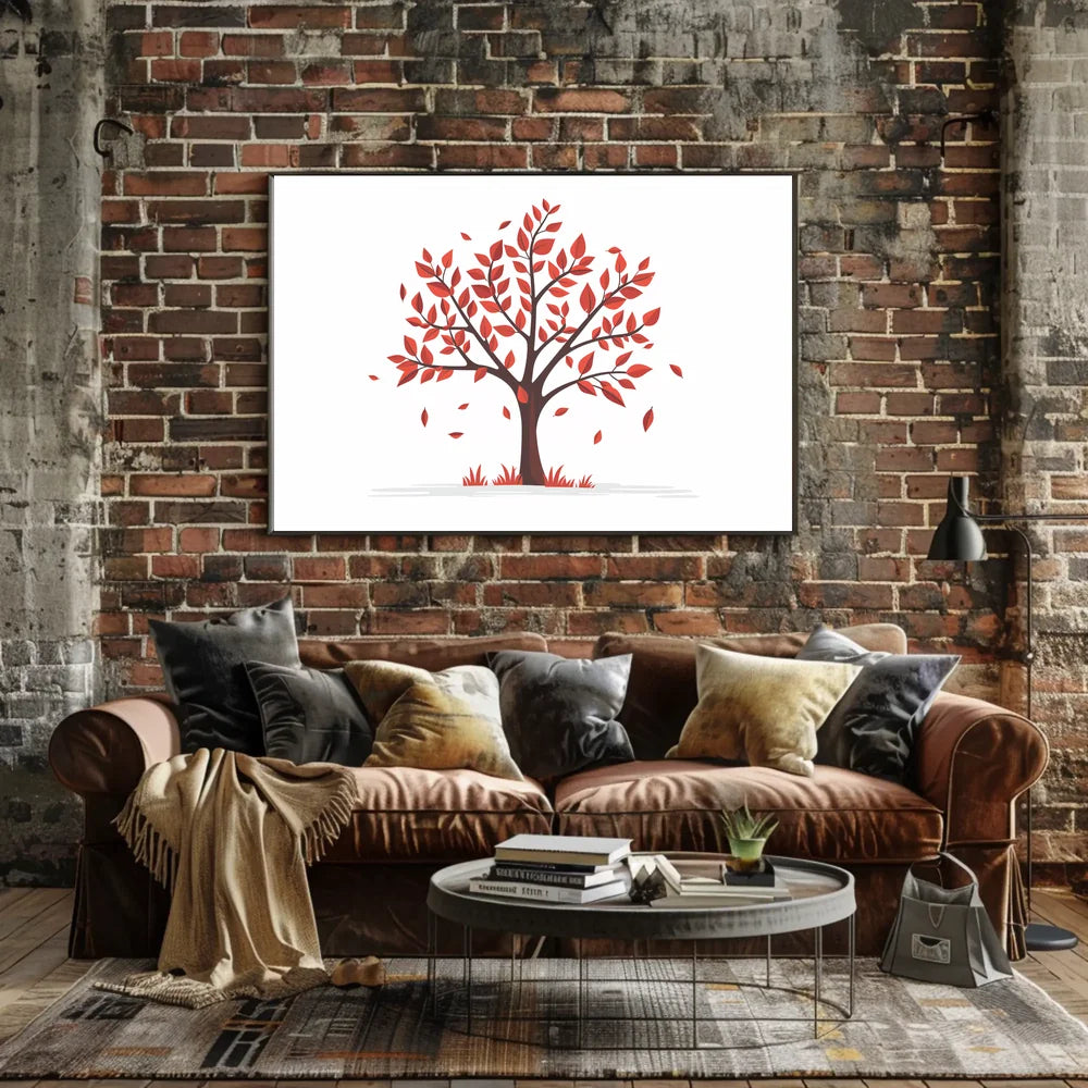 Autumn Serenity Tree Poster: Vibrant Fall Illustration