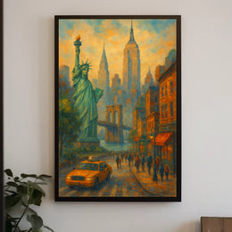 New York City Skyline Poster Modern Travel Wall Art